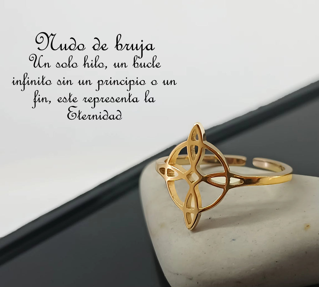Bague Triskèle Celtique - Nœud de Sorcière Ajustable, Acier Inoxydable Or ou Argent
