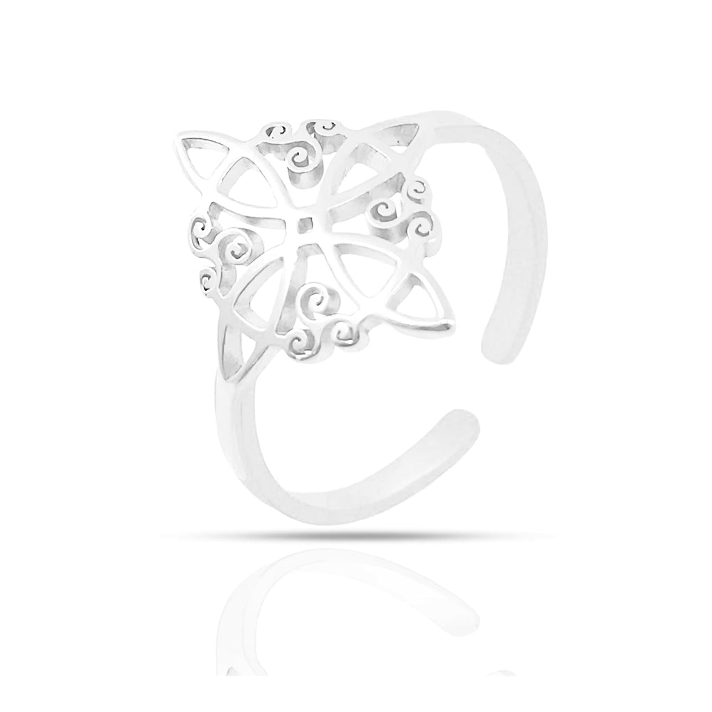 Bague Triskèle Celtique - Nœud de Sorcière Ajustable, Acier Inoxydable Or ou Argent
