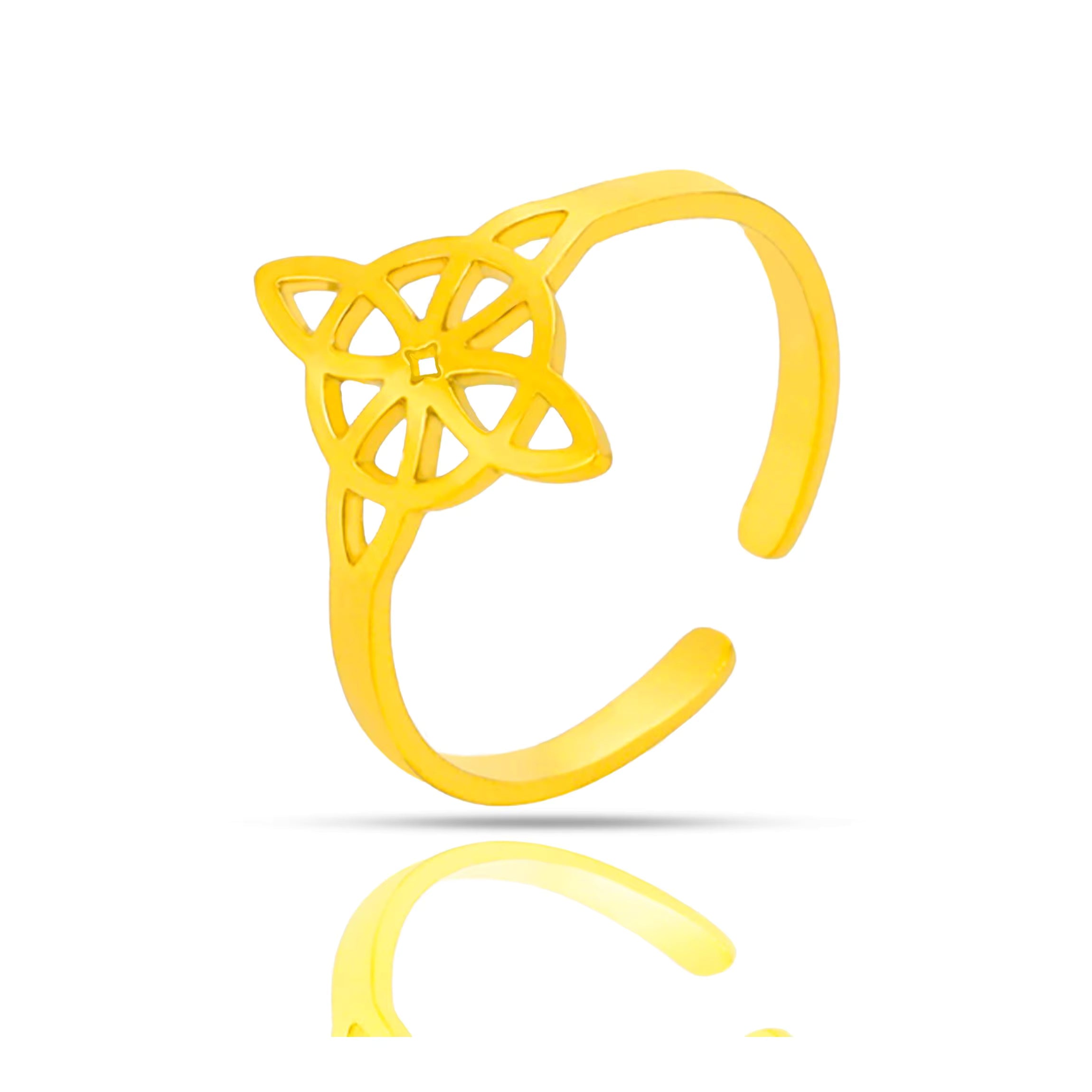 Bague Triskèle Celtique - Nœud de Sorcière Ajustable, Acier Inoxydable Or ou Argent