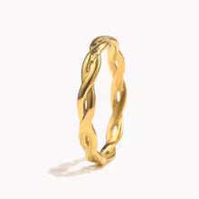 Bague Tressée Minimaliste - Acier Inoxydable Plaqué Or 18k, Etanche