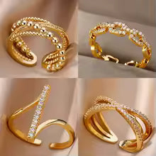 Bague Géométrique Femme - Zircon et Acier inoxydable (Modèles Multiples)
