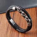 Bracelet en cuir pour homme  Motif infini et acier inoxydable
