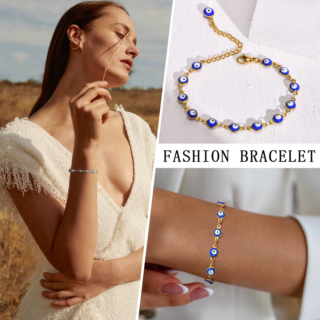 Bracelet Oeil Protecteur - Chaine Acier Inoxydable Or ou Argent
