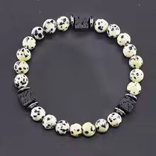 Bracelet volcanique mixte - Perles de lave et Onyx givré