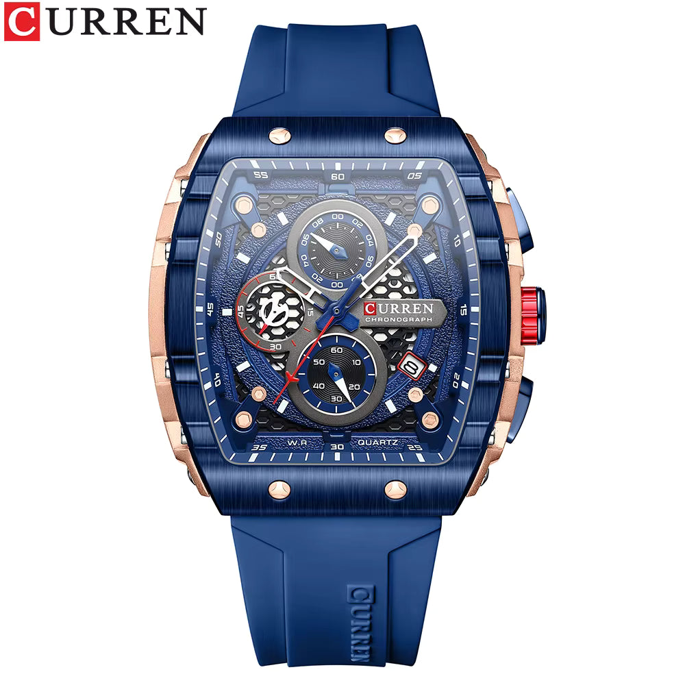 Montre homme CURREN - Design carré, acier et bracelet synthétique
