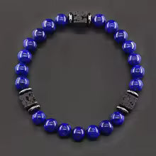 Bracelet volcanique mixte - Perles de lave et Onyx givré
