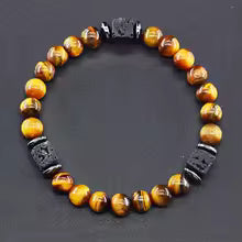 Bracelet volcanique mixte - Perles de lave et Onyx givré