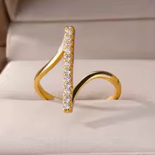 Bague Géométrique Femme - Zircon et Acier inoxydable (Modèles Multiples)