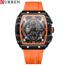 Montre homme CURREN - Design carré, acier et bracelet synthétique