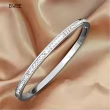 Bracelet Acier 316L Finition Luxe - Pierres Serties - Or ou Argent