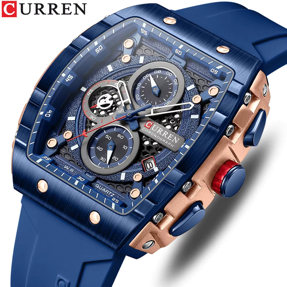 Montre homme CURREN - Design carré, acier et bracelet synthétique