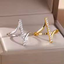 Bague Géométrique Femme - Zircon et Acier inoxydable (Modèles Multiples)