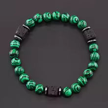 Bracelet volcanique mixte - Perles de lave et Onyx givré