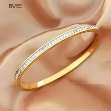 Bracelet Acier 316L Finition Luxe - Pierres Serties - Or ou Argent