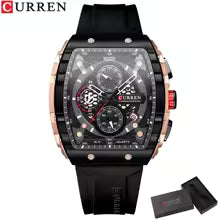 Montre homme CURREN - Design carré, acier et bracelet synthétique